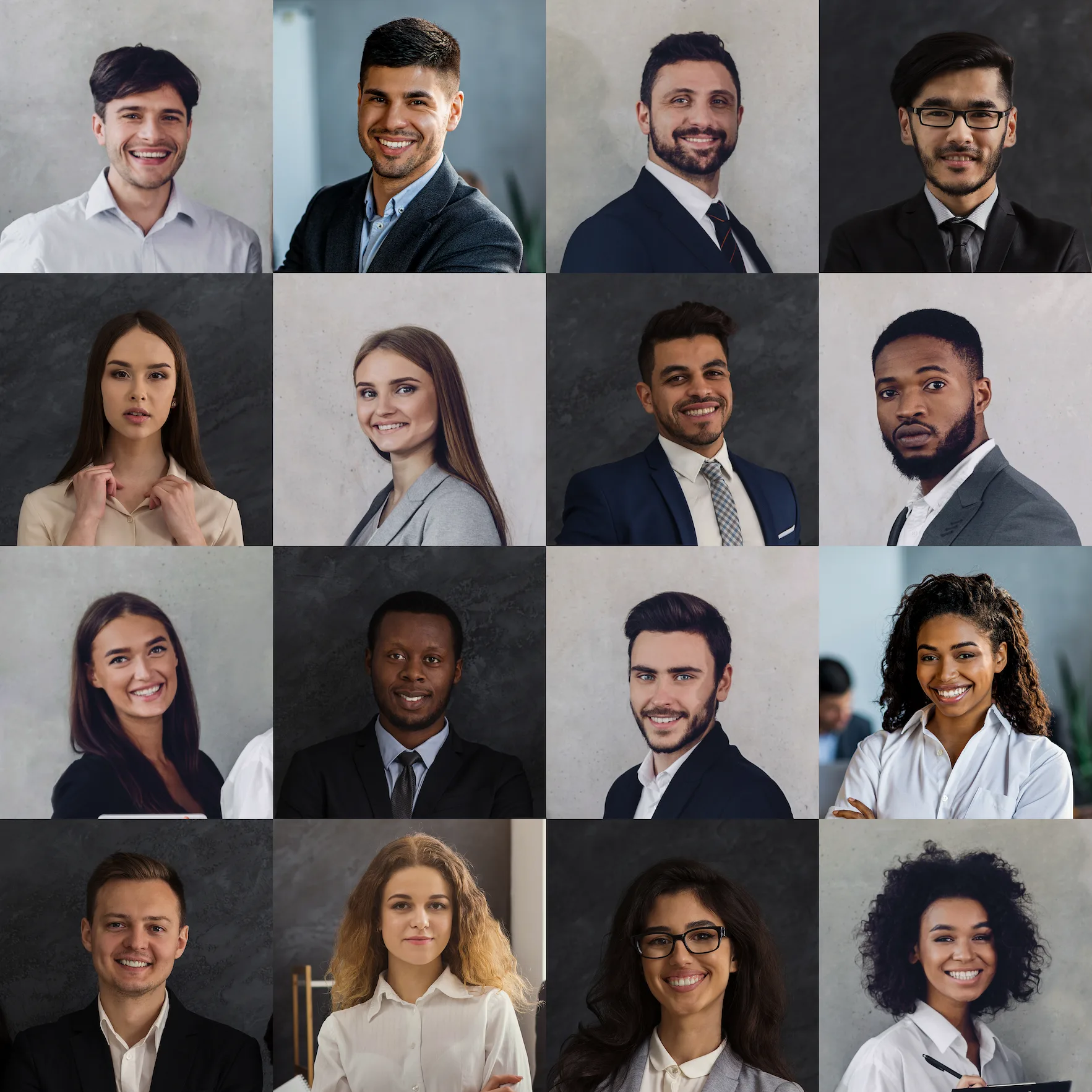 Cuadrícula de retratos corporativos profesionales de personas diversas en Los Ángeles — MayerPix Photography